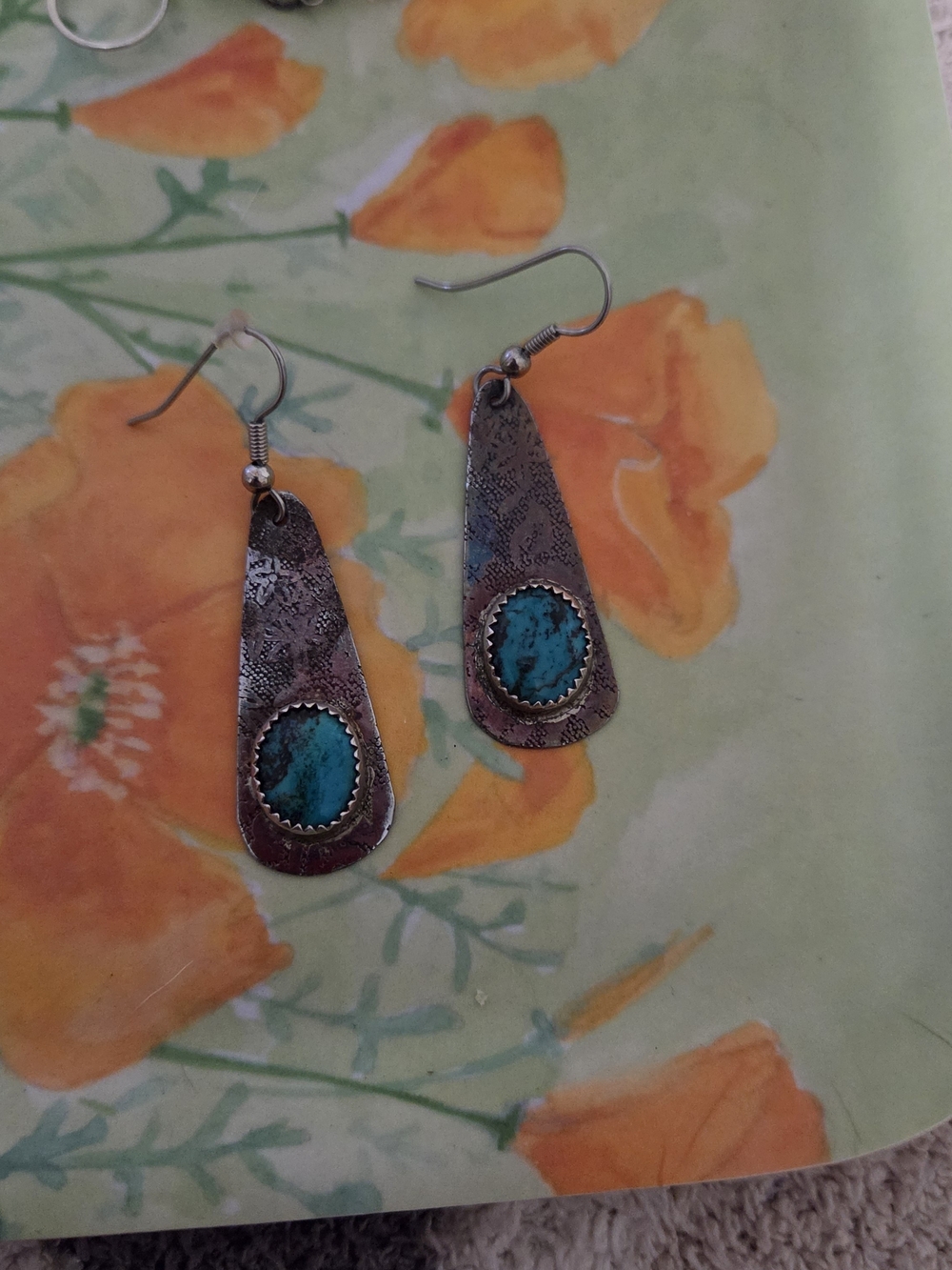 Turquoise Stone Drop Earrings - Silver-Tone Women's Jewelry